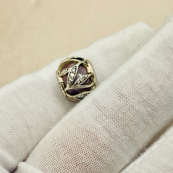 EUC Pandora 791969PCZ Sterling Silver Nature's Radiance Abstract Charm w/ CZ's - Picture 4 of 11